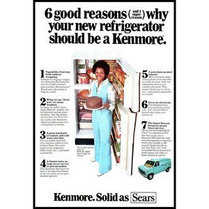 1976 Sears Kenmore Refrigerator Fridge 6 Reasons Vintage Print Ad Chocolate Cake